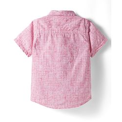Babyhug Cotton Woven Half Sleeves Shirt & Shorts Set With Stripes - Pink