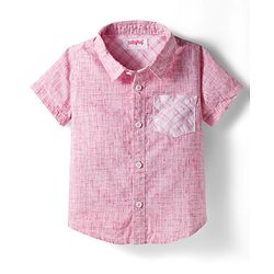 Babyhug Cotton Woven Half Sleeves Shirt & Shorts Set With Stripes - Pink