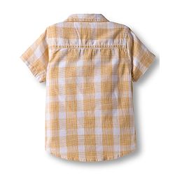 Babyhug Cotton Woven Half Sleeves Shirt and Short With Pockets & Checks - White & Yellow