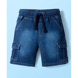 Babyhug Cotton Woven Half Sleeves Shirt & Short Set With Vehicle Print - White & Blue