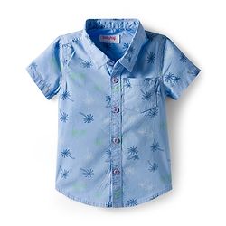 Babyhug Cotton Knit Half Sleeves Shirt and Shorts Sets with Coconut Tree Print  - Light Blue & Blue