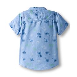 Babyhug Cotton Knit Half Sleeves Shirt and Shorts Sets with Coconut Tree Print  - Light Blue & Blue