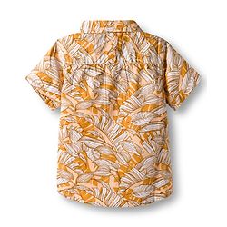 Babyhug Cotton Woven Half Sleeves Shirt & Shorts Set With Leaf Print - Orange & Brown