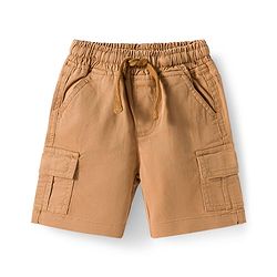 Babyhug Cotton Woven Half Sleeves Shirt & Shorts Set With Leaf Print - Orange & Brown