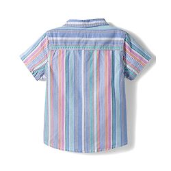 Babyhug Cotton Woven Half Sleeves Striped Shirt & Shorts Set - Blue
