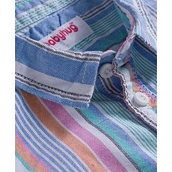 Babyhug Cotton Woven Half Sleeves Striped Shirt & Shorts Set - Blue