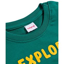 Babyhug Cotton Knit Full Sleeves Pullover Sweatshirt with Bear Patch Detailing - Green