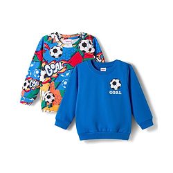 Babyhug Cotton Knit Full Sleeves Sweatshirts With Football Print Pack of 2 - Multicolor
