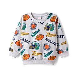Babyhug Cotton Knit Full Sleeves Rugby Printed Sweatshirts Pack of 2 - Green & White