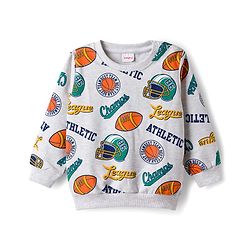 Babyhug Cotton Knit Full Sleeves Rugby Printed Sweatshirts Pack of 2 - Green & White