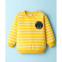Babyhug Cotton Knit Full Sleeves Striped Sweatshirts with Mountain Graphic Pack of 2 - Yellow & Green