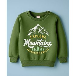 Babyhug Cotton Knit Full Sleeves Striped Sweatshirts with Mountain Graphic Pack of 2 - Yellow & Green