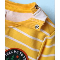 Babyhug Cotton Knit Full Sleeves Striped Sweatshirts with Mountain Graphic Pack of 2 - Yellow & Green