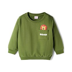 Babyhug Cotton Knit Full Sleeves Sweatshirts with Lion Print Pack of 2 - Brown & Olive Green