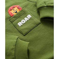 Babyhug Cotton Knit Full Sleeves Sweatshirts with Lion Print Pack of 2 - Brown & Olive Green