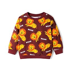 Babyhug Cotton Knit Full Sleeves Sweatshirts with Lion Print Pack of 2 - Brown & Olive Green