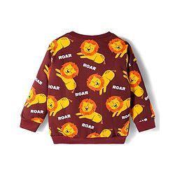 Babyhug Cotton Knit Full Sleeves Sweatshirts with Lion Print Pack of 2 - Brown & Olive Green