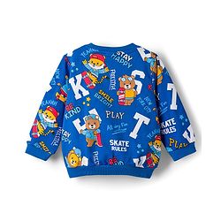 Babyhug Cotton Knit Full Sleeves Striped Sweatshirts with Animal Print Pack of 2 - Yellow & Blue