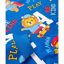 Babyhug Cotton Knit Full Sleeves Striped Sweatshirts with Animal Print Pack of 2 - Yellow & Blue