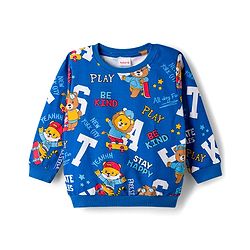 Babyhug Cotton Knit Full Sleeves Striped Sweatshirts with Animal Print Pack of 2 - Yellow & Blue