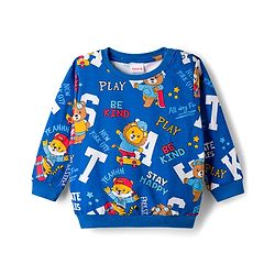 Babyhug Cotton Knit Full Sleeves Striped Sweatshirts with Animal Print Pack of 2 - Yellow & Blue