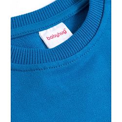 Babyhug Cotton Knit Full Sleeves Pullover Sweatshirt with Rainbow Print - Blue