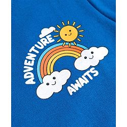 Babyhug Cotton Knit Full Sleeves Pullover Sweatshirt with Rainbow Print - Blue