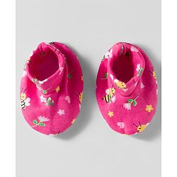 Babyhug 100% Cotton Mittens & Booties Set With Floral Print - Pink