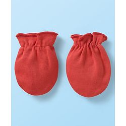 Babyhug 100% Cotton Knit Mittens with Heart Print & Stripes Pack of 3 - Red & White