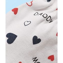 Babyhug 100% Cotton Knit Mittens with Heart Print & Stripes Pack of 3 - Red & White
