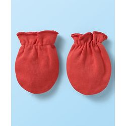Babyhug 100% Cotton Knit Mittens with Heart Print & Stripes Pack of 3 - Red & White