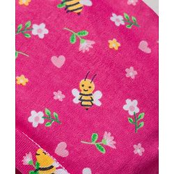 Babyhug 100% Cotton Interlock Knit Cap Mittens & Booties Set With Floral Print Pink - Diameter 28 cm