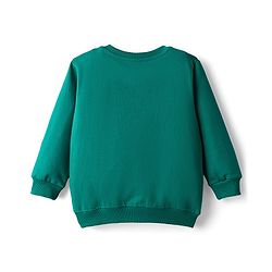 Babyhug Cotton Knit Full Sleeves Sweatshirt Animal Graphics - Dark Green