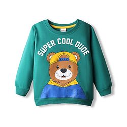Babyhug Cotton Knit Full Sleeves Sweatshirt Animal Graphics - Mint