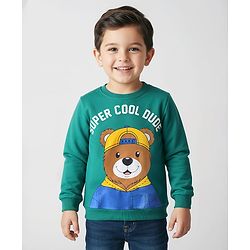 Babyhug Cotton Knit Full Sleeves Sweatshirt Animal Graphics - Mint