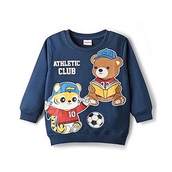 Babyhug Cotton Knit Full Sleeves Sweatshirt With Animal Print - Navy Blue
