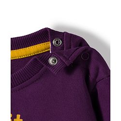 Babyhug Cotton Knit Full Sleeves Pullover Sweatshirt with Dino Print - Purple