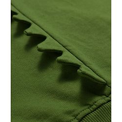 Babyhug Cotton Knit Full Sleeves Hooded Sweatjacket With Dino Patch & Kangaroo Pockets - Green