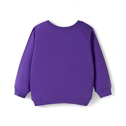 Babyhug Cotton Knit Full Raglan Sleeves Sweatshirt With Teddy Bear Patch & Kangaroo Pockets - Purple