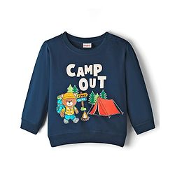 Babyhug Cotton Knit Full Sleeves Sweatshirt With Camping Graphics - Navy Blue