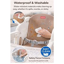 Babyhug Convertible High Chair and Foldable Standing Stool - Brown| Dining Chair| Adjustable Height| Removable Food Tray| Safety Fence| Step Stool| Tool Free Assembly
