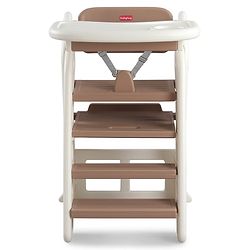 Babyhug Convertible High Chair and Foldable Standing Stool - Brown| Dining Chair| Adjustable Height| Removable Food Tray| Safety Fence| Step Stool| Tool Free Assembly