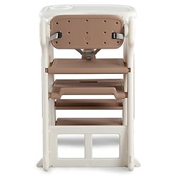Babyhug Convertible High Chair and Foldable Standing Stool - Brown| Dining Chair| Adjustable Height| Removable Food Tray| Safety Fence| Step Stool| Tool Free Assembly