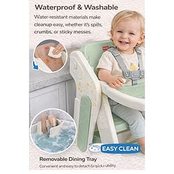 Babyhug Convertible High Chair and Foldable Standing Stool - Brown| Dining Chair| Adjustable Height| Removable Food Tray| Safety Fence| Step Stool| Tool Free Assembly