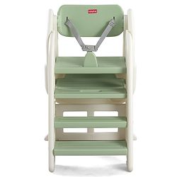 Babyhug Convertible High Chair and Foldable Standing Stool - Brown| Dining Chair| Adjustable Height| Removable Food Tray| Safety Fence| Step Stool| Tool Free Assembly