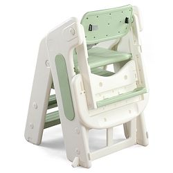 Babyhug Convertible High Chair and Foldable Standing Stool - Brown| Dining Chair| Adjustable Height| Removable Food Tray| Safety Fence| Step Stool| Tool Free Assembly