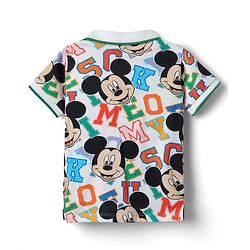 Babyhug Disney Single Jersey Knit Half Sleeves Polo T-Shirt & Woven Shorts Set With Mickey Mouse Graphics - White & Orange