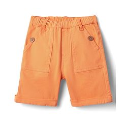 Babyhug Disney Single Jersey Knit Half Sleeves Polo T-Shirt & Woven Shorts Set With Mickey Mouse Graphics - White & Orange