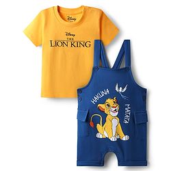 Babyhug Single Jersey Knit Half Sleeves T-Shirt & Dungaree With Lion ...