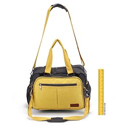 Babyhug Duet Diaper Bag with Diaper Changing Mat and Small Detachable Pouch - Grey Yellow| Set of 3 & Insulated Bottle Pouch|Water Resistant Fabric|Multi-carry Option| Durable Zipper| Easy to Maintain